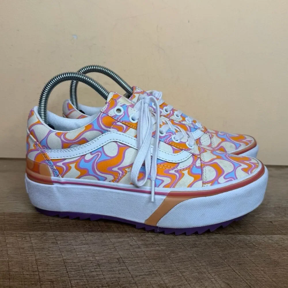 Vans Old Skool Stacked platform shoes UV Ink Peace Purple Womens size 7.5